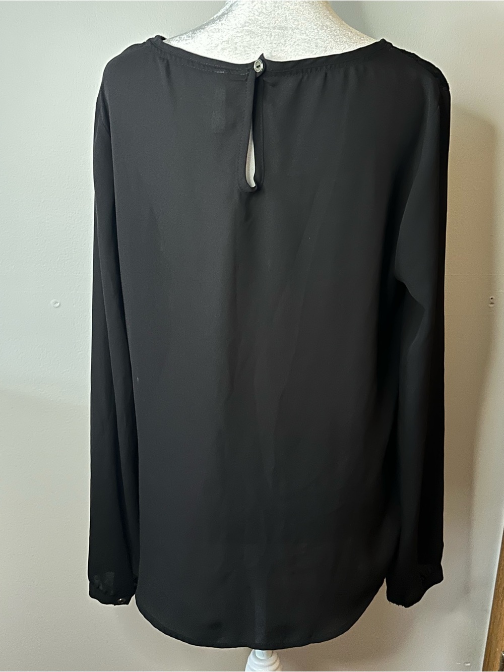 Goth Black Lace-Front Stylish Mesh Blouse Long Sleeve Top- Women’s Essentials - Picture 3 of 4